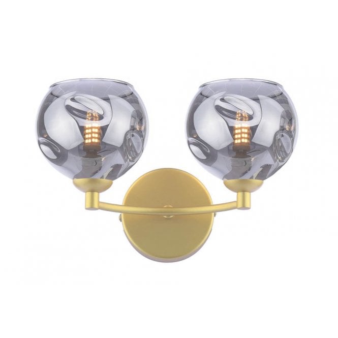  IZZY Double Wall Light Matt Gold with Smoked Organic Glass