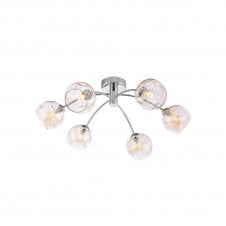 The Options Collection IZZY Polished Chrome Semi Flush Ceiling Light with Champagne Organic Glass Shades