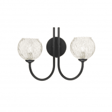 The Options Collection JARED 2 Light Wall Light Matt Black with Clear Glass and Wire Inner Shades