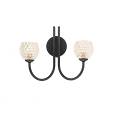 The Options Collection JARED 2 Light Wall Light Matt Black with Dimpled Open Glass Shades