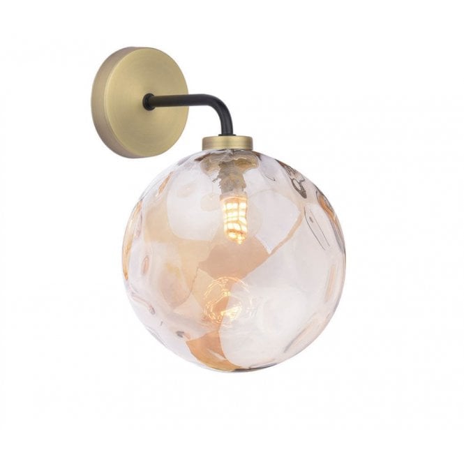 LAINEY Wall Light | Matt Black, Antique Brass & Champagne Dimpled Glass Shade
