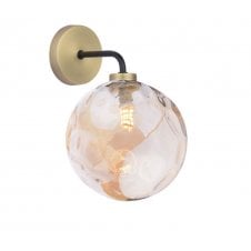 LAINEY Wall Light | Matt Black, Antique Brass & Champagne Dimpled Glass Shade