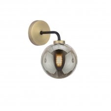 The Options Collection LAINEY Wall Light | Matt Black, Antique Brass & Smoked Glass Shades