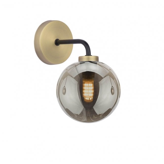  LAINEY Wall Light | Matt Black, Antique Brass & Smoked Glass Shades