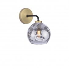 The Options Collection LAINEY Wall Light | Matt Black, Antique Brass & Smoked Organic Glass Shade