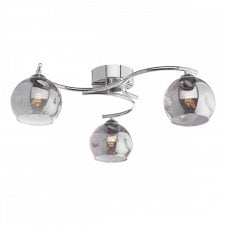 The Options Collection NAKITA 3 Light Semi Flush Ceiling Fixture in Chrome with GL15 Smoked Organic Glass Shade