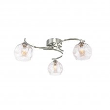 The Options Collection NAKITA 3 Light Semi Flush Ceiling Fixture in Chrome with GL16 Champagne Organic Glass Shade