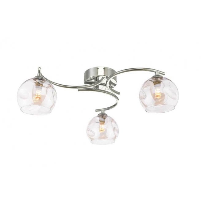  NAKITA 3 Light Semi Flush Ceiling Fixture in Chrome with GL16 Champagne Organic Glass Shade