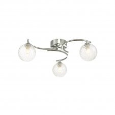 The Options Collection NAKITA 3 Light Semi Flush Ceiling Fixture in Chrome with GL3 Twisted Glass Globe Shade