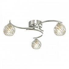The Options Collection NAKITA 3 Light Semi Flush Ceiling Fixture in Chrome with GL5 Twisted Open Glass Shade
