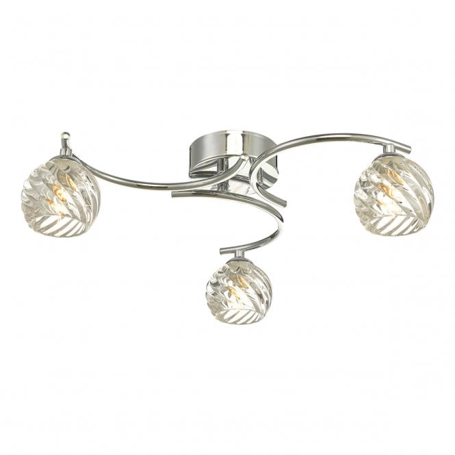  NAKITA 3 Light Semi Flush Ceiling Fixture in Chrome with GL5 Twisted Open Glass Shade
