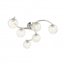 The Options Collection NAKITA 6 Light Semi Flush Ceiling in Chrome with GL3 Twisted Glass Globe Shade