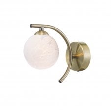 The Options Collection NAKITA Curved Wall Light in Antique Brass with GL17 White Confetti Glass Shade