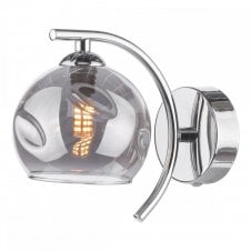 The Options Collection NAKITA Curved Wall Light in Chrome with GL15 Smoked Organic Glass Shade