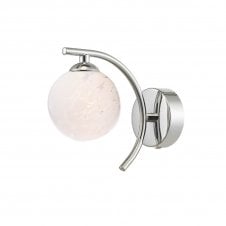 The Options Collection NAKITA Curved Wall Light in Chrome with GL17 White Confetti Glass Shade