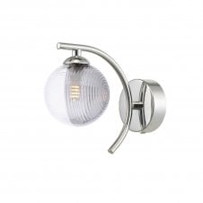 The Options Collection NAKITA Curved Wall Light in Chrome with GL18 Smoked & Clear Ribbed Glass
