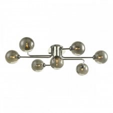 The Options Collection REYNA 7 Light Semi Flush Ceiling Light in Chrome with GL1 Smoked Glass Globe Shade