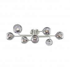 The Options Collection REYNA 7 Light Semi Flush Ceiling Light in Chrome with GL15 Smoked Organic Glass Shade