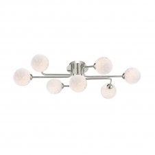 The Options Collection REYNA 7 Light Semi Flush Ceiling Light in Chrome with GL17 White Confetti Glass Shade