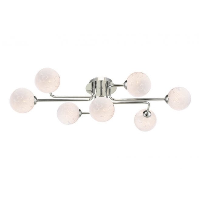  REYNA 7 Light Semi Flush Ceiling Light in Chrome with GL17 White Confetti Glass Shade