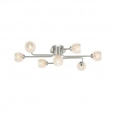 The Options Collection REYNA 7 Light Semi Flush Ceiling Light in Chrome with GL6 Dimpled Glass Shade