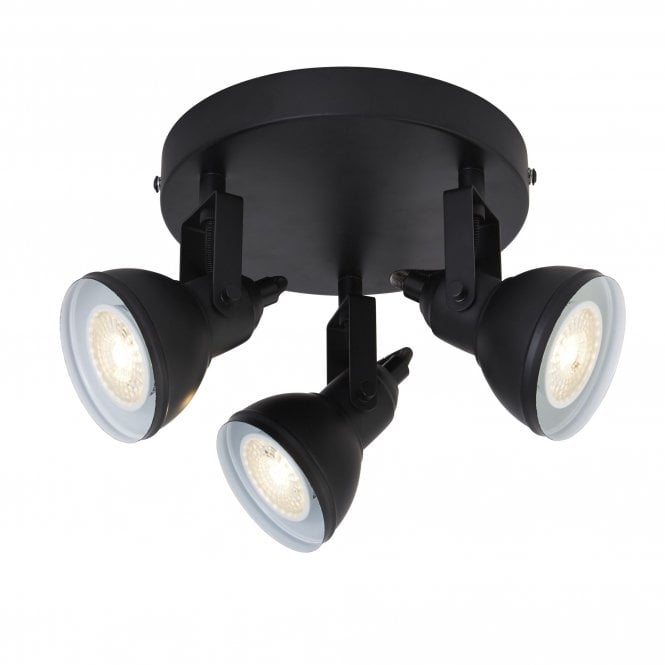 THEATRE Matt Black, White Spot Light with Mild Steel shade