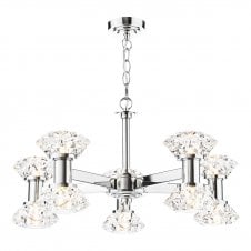 polished chrome ceiling light pendant with crystal effect shades