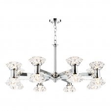 polished chrome ceiling light with crystal-effect shades