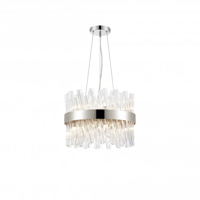 TIARA 10 Light G9 | Pendant Round | Polished Nickel and Clear Glass