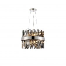 TIARA 10 Light G9 | Pendant Round | Polished Nickel and Smoked Glass