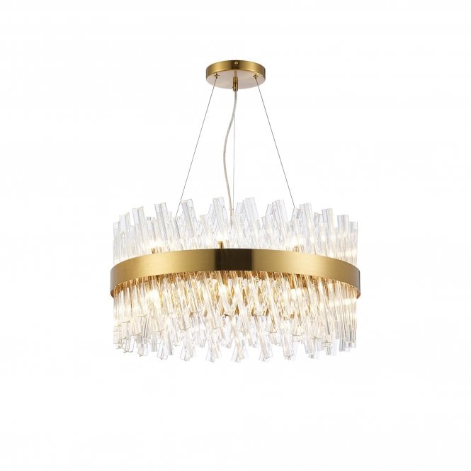 TIARA 18 Light G9 | Pendant Round | Brass and Clear Glass