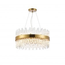 TIARA 18 Light G9 | Pendant Round | Brass and Clear Glass
