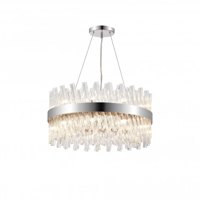 TIARA 18 Light G9 | Pendant Round | Polished Nickel and Clear Glass