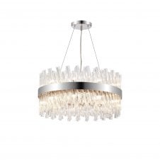 TIARA 18 Light G9 | Pendant Round | Polished Nickel and Clear Glass
