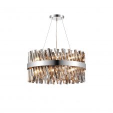 TIARA 18 Light G9 | Pendant Round | Polished Nickel and Smoked Glass