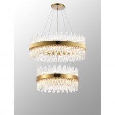 TIARA 2 Tier Ceiling Pendant | Brass | Clear Glass