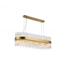 TIARA 24 Light G9 | Pendant Oblong | Brass and Clear Glass