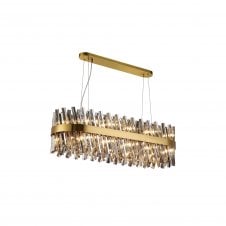 TIARA 24 Light G9 | Pendant Oblong | Brass and Smoked Glass