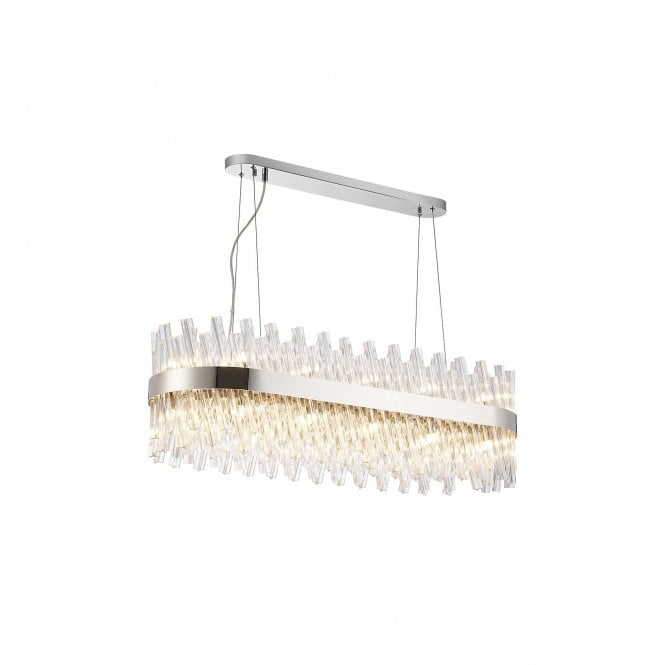 TIARA 24 Light G9 | Pendant Oblong | Polished Nickel and Clear Glass