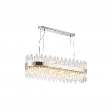 TIARA 24 Light G9 | Pendant Oblong | Polished Nickel and Clear Glass