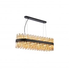 TIARA 24 Light G9 | Pendant Oblong | Satin Black and Amber