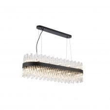 TIARA 24 Light G9 | Pendant Oblong | Satin Black and Clear Glass