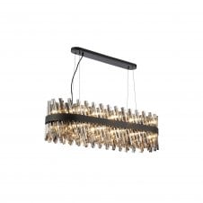 TIARA 24 Light G9 | Pendant Oblong | Satin Black and Smoked Glass