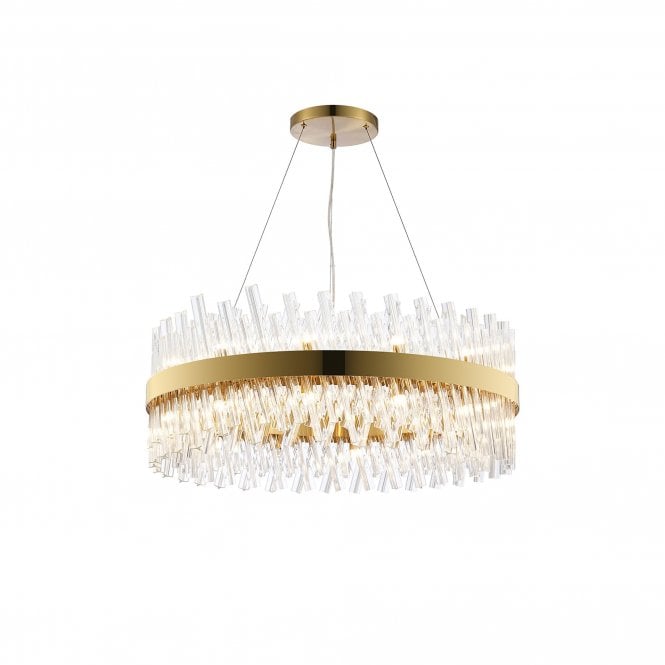 TIARA 24 Light G9 | Pendant Round | Brass and Clear Glass