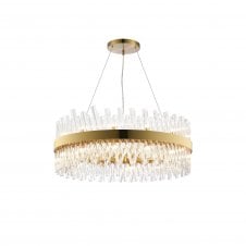 TIARA 24 Light G9 | Pendant Round | Brass and Clear Glass