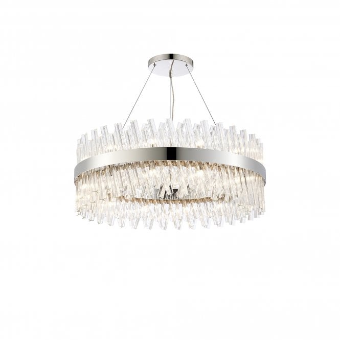 TIARA 24 Light G9 | Pendant Round | Polished Nickel and Clear Glass