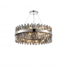 TIARA 24 Light G9 | Pendant Round | Polished Nickel and Smoked Glass