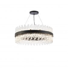 TIARA 24 Light G9 | Pendant Round | Satin Black and Clear Glass