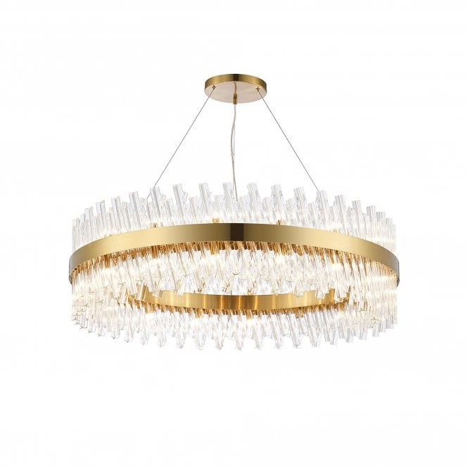 TIARA 32 Light G9 | Pendant Round | Brass and Clear Glass