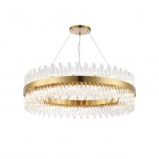 TIARA 32 Light G9 | Pendant Round | Brass and Clear Glass